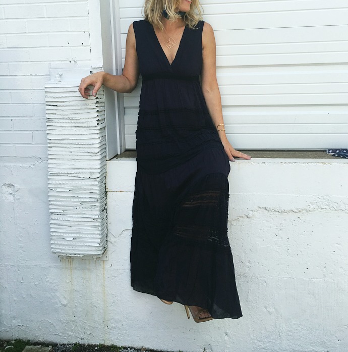 woman wearing Navy Maxi