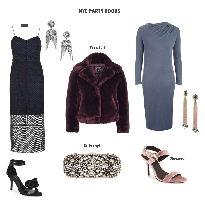 a collage of clothes for New Years Eve Outfit Inspiration and Nordstrom Half-Yearly Sale