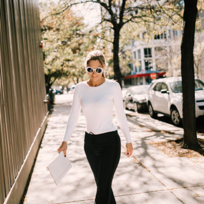 Styling athleisure pants for the holidays