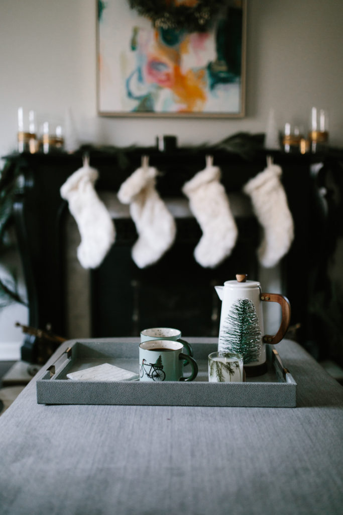 Upgrading Holiday Decor with faux fur stockings