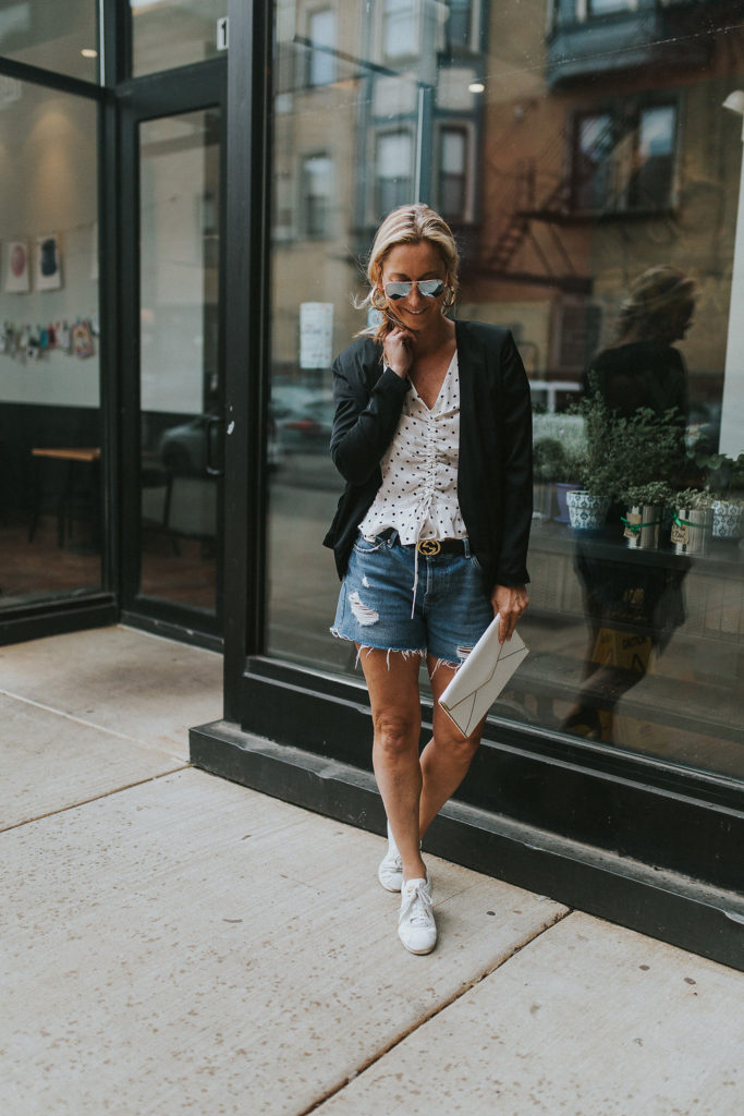 How To Wear Denim Shorts With A Blazer