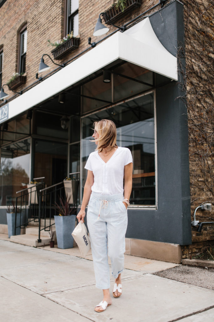 white beach pants outfit