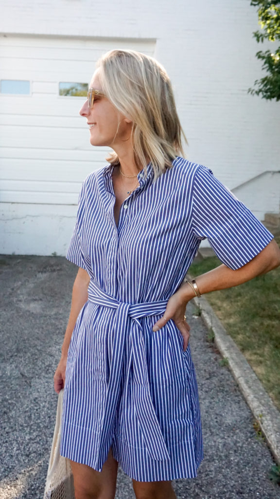 profile shot of an everlane shirtdress