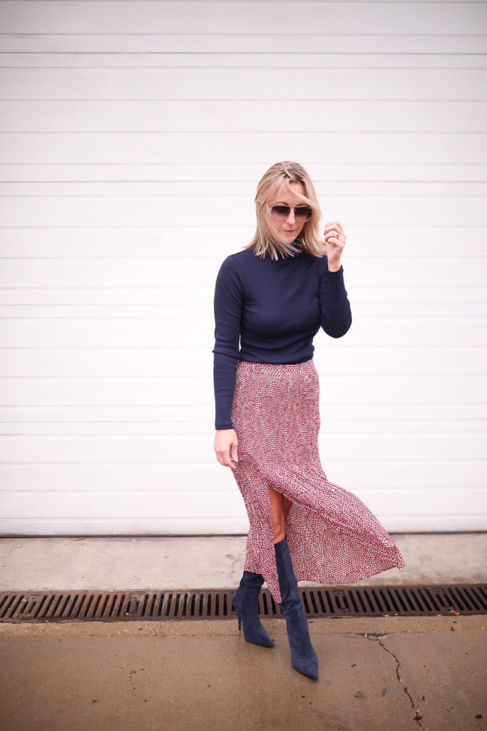 skirt and long boots