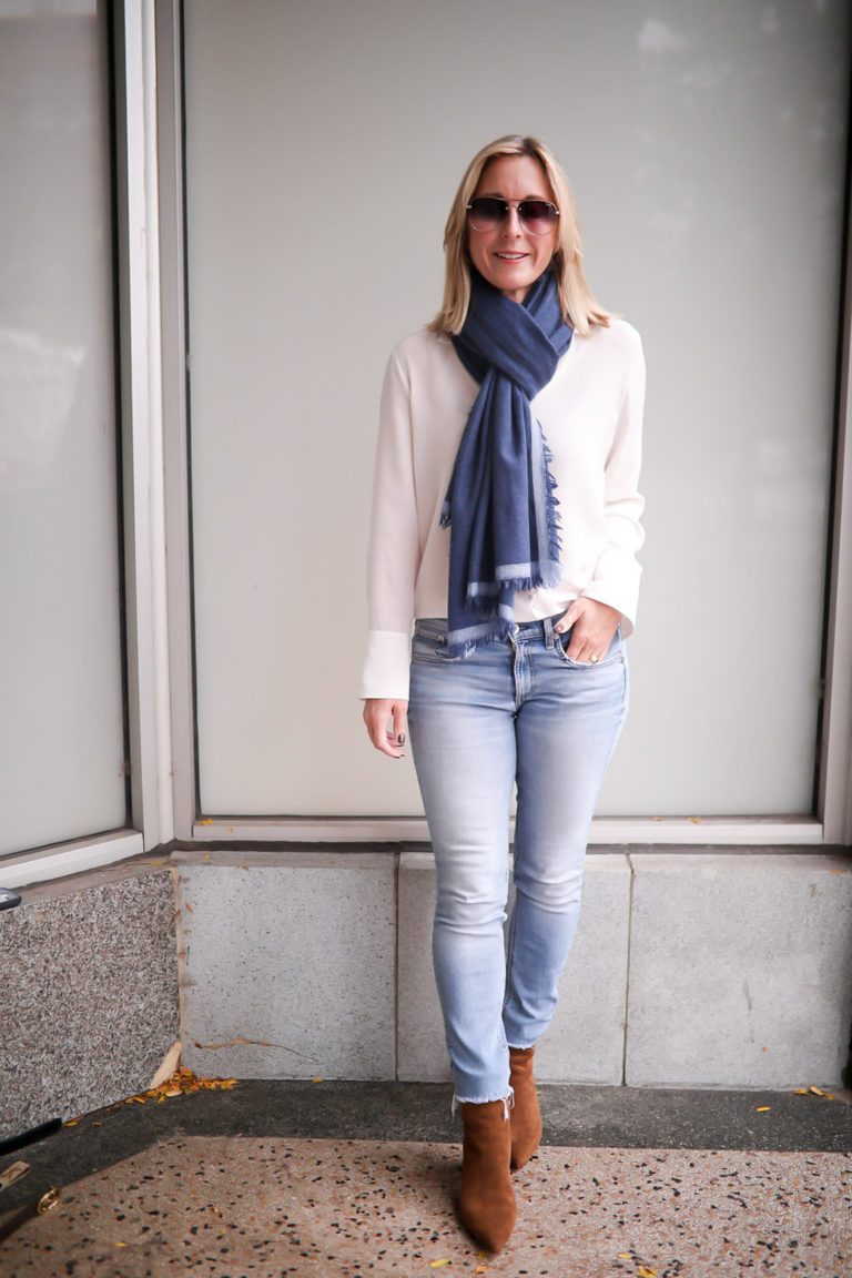 How To Wear A Wrap Scarf Never Without Navy Blog   How To Wear A Warp Scarf 12 768x1152 