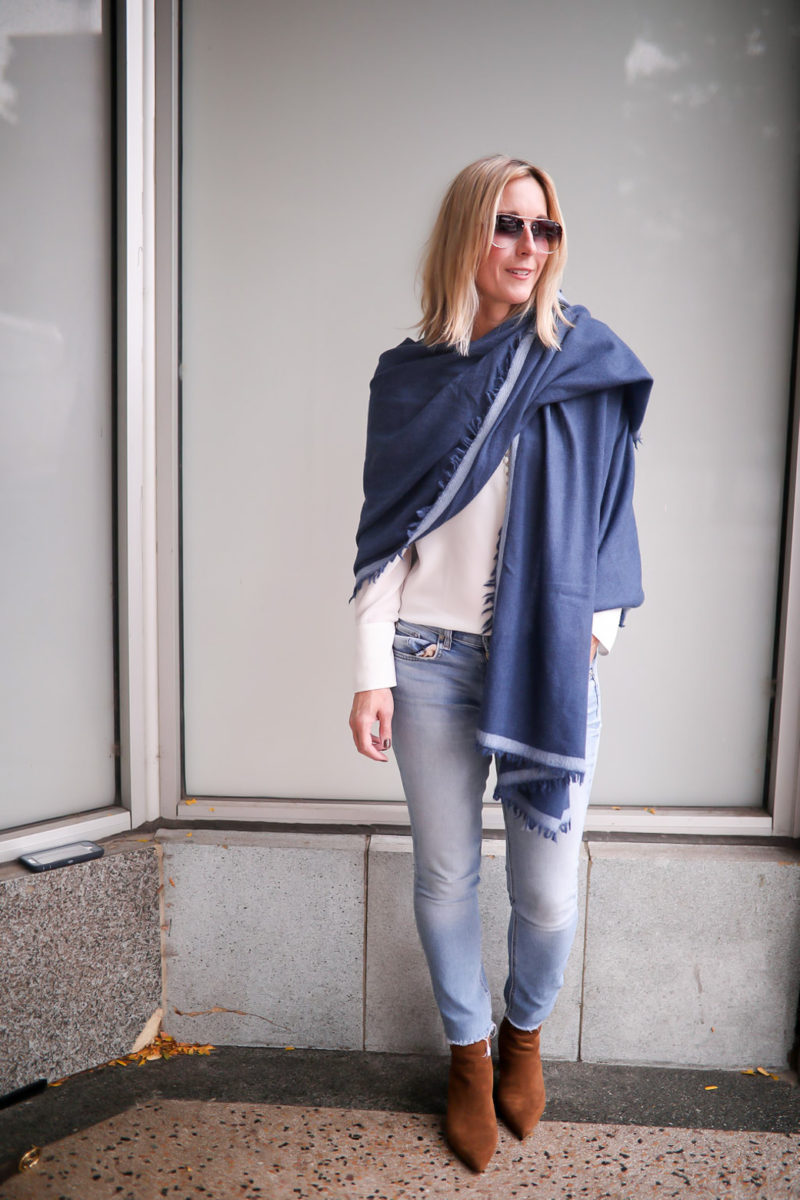 How To Wear A Wrap Scarf Never Without Navy Blog   How To Wear A Warp Scarf 3 800x1200 