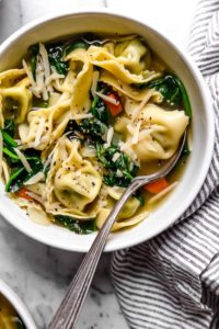 Spinach Tortellini in Broth