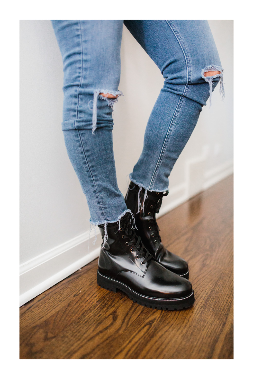 combat boots with jeans