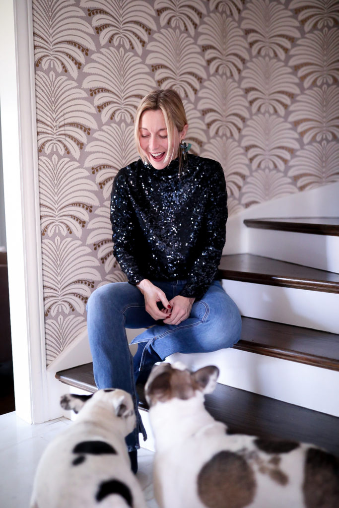 Sequin Top and Dressy Denim