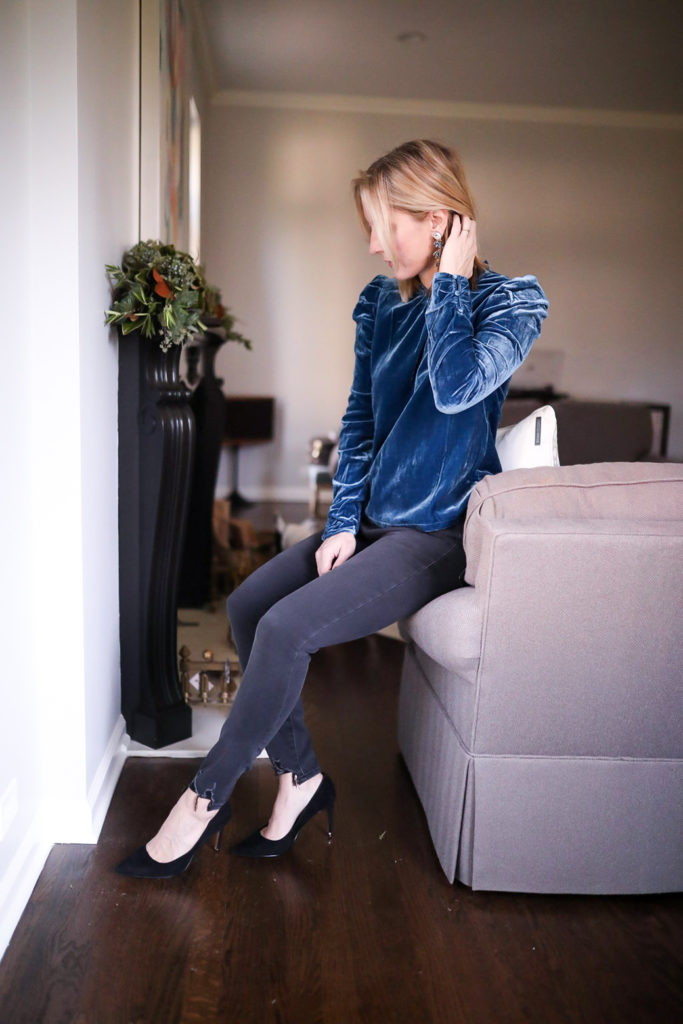 Velvet Top and Edgy Denim