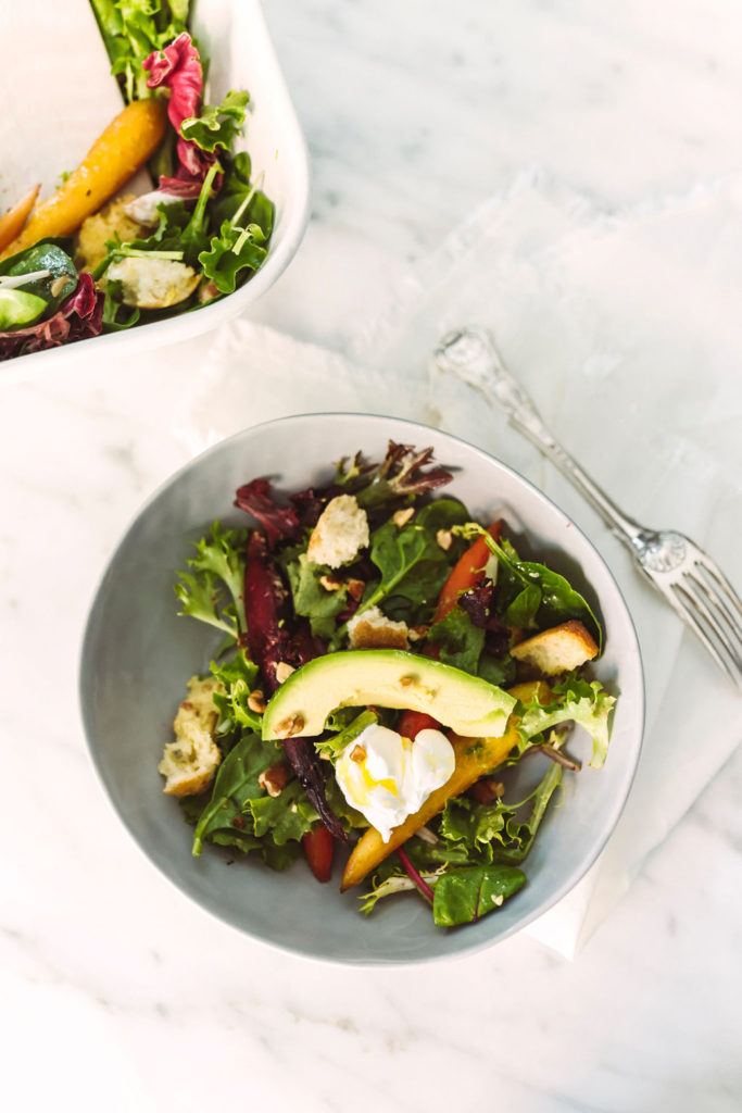 Roast Carrot and Avocado Salad with Orange and Lemon Dressing